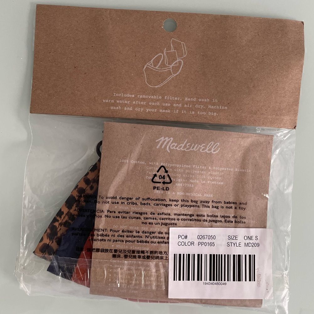 NWT Madewell 3-Pack Assorted Face Masks - Picture 3 of 5